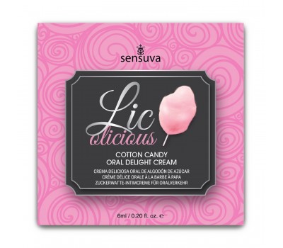 Пробник геля для минета Sensuva Lic-o-licious Cotton Candy (6 мл), маслянистый, без сахара