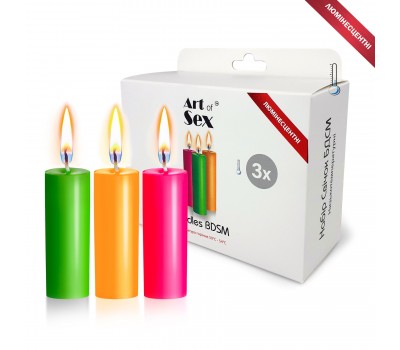 Набор восковых свечей Art of Sex size S 10 см (3 шт), низкотемпературные, люминисцентные
