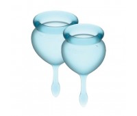 Набор менструальных чаш Satisfyer Feel Good (light blue), 15мл и 20мл, мешочек для хранения