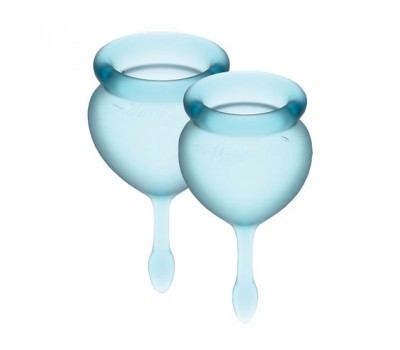 Набор менструальных чаш Satisfyer Feel Good (light blue), 15мл и 20мл, мешочек для хранения