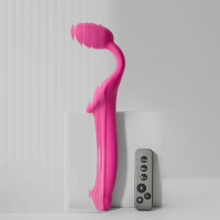 Безремневой страпон с вибрацией Strap-On-Me Vibrating Fuchsia XL, диам. 4,7см, пульт ДУ, регулируемый