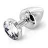 Анальная пробка со стразом Diogol ANNI round silver plated 30мм