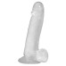 Прозрачный фаллоимитатор на присоске ADDICTION — Clear Dildo with Balls 8″, вибропуля в подарок