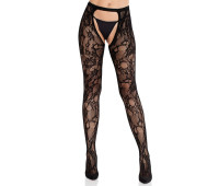 Колготки Leg Avenue Rose Lace Crotchless Tights with Open One Size Black