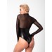 Боди Noir Handmade F321 Edge wetlook and mesh body with rings - S