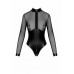 Боди Noir Handmade F321 Edge wetlook and mesh body with rings - S