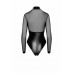 Боди Noir Handmade F321 Edge wetlook and mesh body with rings - S