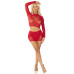 Комплект Leg Avenue Rhinestone Crop Top and Mini Skirt One Size, Red