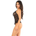 Боди Leg Avenue Lace Floral Lace Halter Teddy with Flutter Accent One Size, Black
