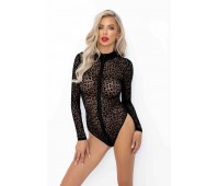 Боди Noir Handmade F287 Leopard flock bodysuit with long sleeves - S