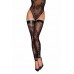 Чулки Noir Handmade F243 Tulle stockings with patterned flock embroidery - L