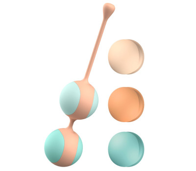 Вагинальные шарики Liebe Kewos — Peach/Mint, 5 шариков в комплекте, 15, 25, 35, 45 и 55 г