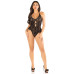 Боди Leg Avenue Lace Floral Lace Halter Teddy with Flutter Accent One Size, Black