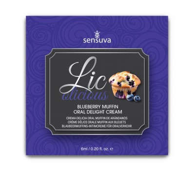 Пробник геля для минета Sensuva Lic-o-licious Blueberry Muffin (6 мл), маслянистый, без сахара