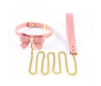 Поводок LOCKINK SEVANDA Love Heart Butterfly Leather Collar Set - Pink