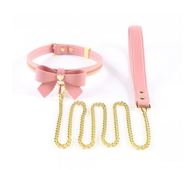 Поводок LOCKINK SEVANDA Love Heart Butterfly Leather Collar Set - Pink