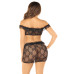 Комплект Leg Avenue Bow Net Ruffle Trimmed Bra Top and Skirt One Size, Black