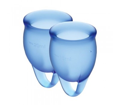 Набор менструальных чаш Satisfyer Feel Confident (dark blue), 15мл и 20мл, мешочек для хранения