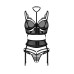 Комплект Obsessive Premisis Black 3-pcs crotchless set S/M