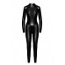 Комбинезон Noir Handmade F319 Caged wetlook catsuit with zippers and ring - XL