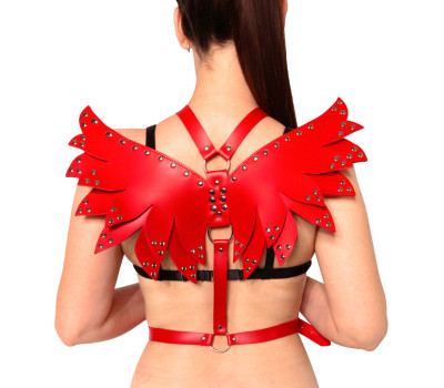 Женская портупея Art of Sex - Wings красная XS-M, экокожа
