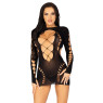 Leg Avenue Long sleeve cut out mini dress Black O/S