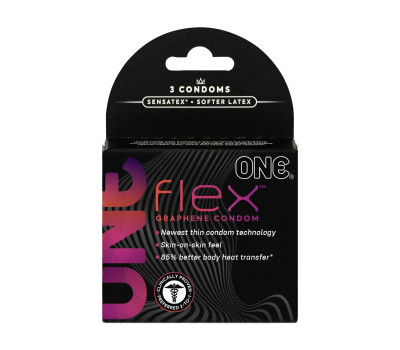 Презервативы ONE Flex Graphene Condom 3 шт, картонная коробка (мятая упаковка!!!)