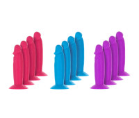Набор фаллоимитаторов ADDICTION Silly Willy 3.3” Silicone Dildo, 3 цвета, 12 шт