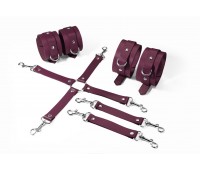 Набор Feral Feelings BDSM Kit 3 Burgundy, наручники, поножи, коннектор