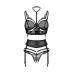 Комплект Obsessive Premisis Black 3-pcs crotchless set L/XL
