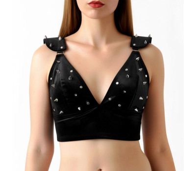 Лиф с шипами Art of Sex - Mistress, черный с эффектом мокрого бархата, размер L Лиф с шипами Art of Sex - Mistress, черный с эффектом мокрого бархата, размер L