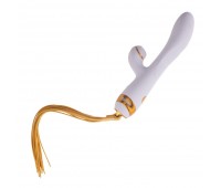 Вибратор-кролик с флоггером LOCKINK SEVANDA Whip Vibrating Massage Wand - White & Golden