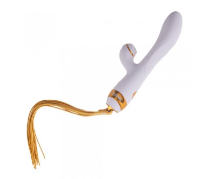 Вибратор-кролик с флоггером LOCKINK SEVANDA Whip Vibrating Massage Wand - White & Golden