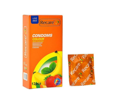 Презервативы Recare Color Fruit Flavour Condoms 12 шт, ароматы: мята, банан, клубника