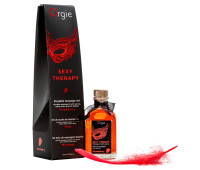 Набор для массажа Orgie – Sexy Therapy Strawberry (100 мл), съедобное разогревающее масло + перышко