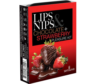 Подарочный набор Sensuva Lips & Nips Pleasure Kit - Chocolate Strawberry 2 x 4г