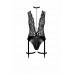 Боди Noir Handmade F297 Libido Deep-V bodysuit with collar, pearl chain and garter - S