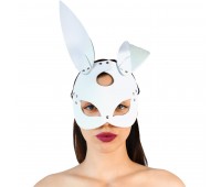 Кожаная маска Зайки Art of Sex - Bunny mask, цвет Белый