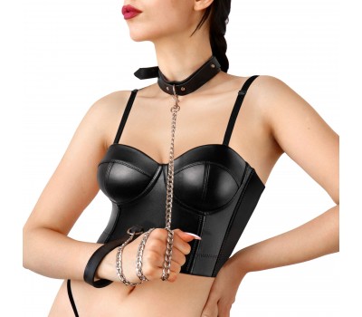 Ошейник c поводком из экокожи Art of Sex - Emoji Collar with Leash