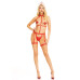 Портупея с чокером и гартеры Leg Avenue 2PC Vegan Leather Nurse Harness Teddy and Headband Red L