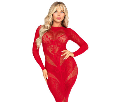 Платье Leg Avenue Lace and Net Bodycon Gown One Size, Red