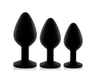 Набор силиконовых анальных пробок с кристаллом Rianne S: Booty Plug Set Black (мятая упаковка!!!)