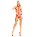 Портупея с чокером и гартеры Leg Avenue 2PC Vegan Leather Nurse Harness Teddy and Headband Red L