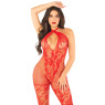 Бодистокинг Leg Avenue Seamless Net and Lace Lingerie Jumpsuit One Size, Red