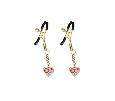 Зажимы для сосков Liebe Seele Nipple Clamps Gold Heart-shaped Flowers on White