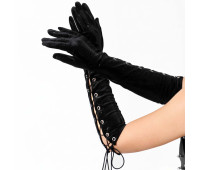 Перчатки со шнуровкой Art of Sex - Mistress, черные с эффектом мокрого бархата, размер L Перчатки со шнуровкой Art of Sex - Mistress, черные с эффектом мокрого бархата, размер L