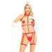 Портупея с чокером и гартеры Leg Avenue 2PC Vegan Leather Nurse Harness Teddy and Headband Red L