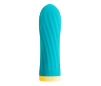 Вибропуля S Pleasures Bullets Twist & Shout Turquoise, бирюзовая, ребристая поверхность, 10 режимов