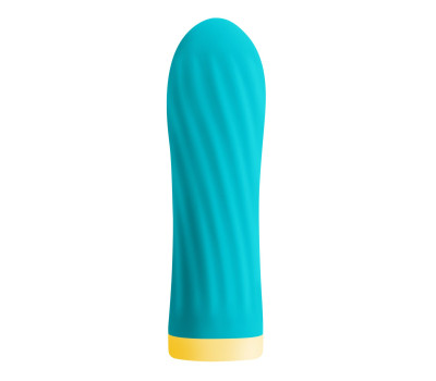 Вибропуля S Pleasures Bullets Twist & Shout Turquoise, бирюзовая, ребристая поверхность, 10 режимов