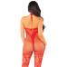 Бодистокинг Leg Avenue Seamless Net and Lace Lingerie Jumpsuit One Size, Red